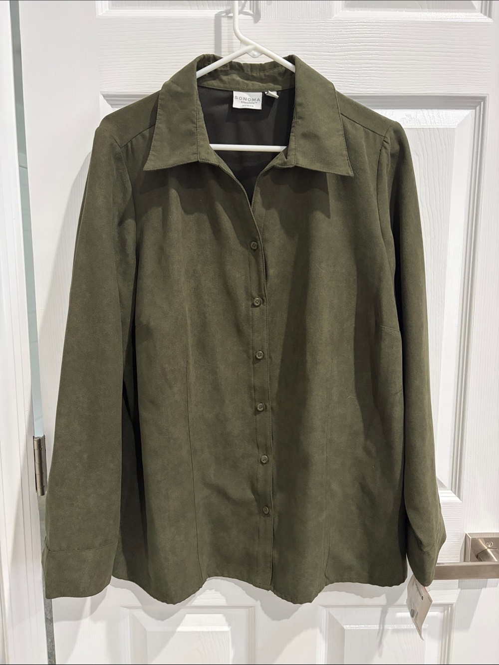 NWT ✨Sonoma Olive Green Faux Suede Women's Shirt